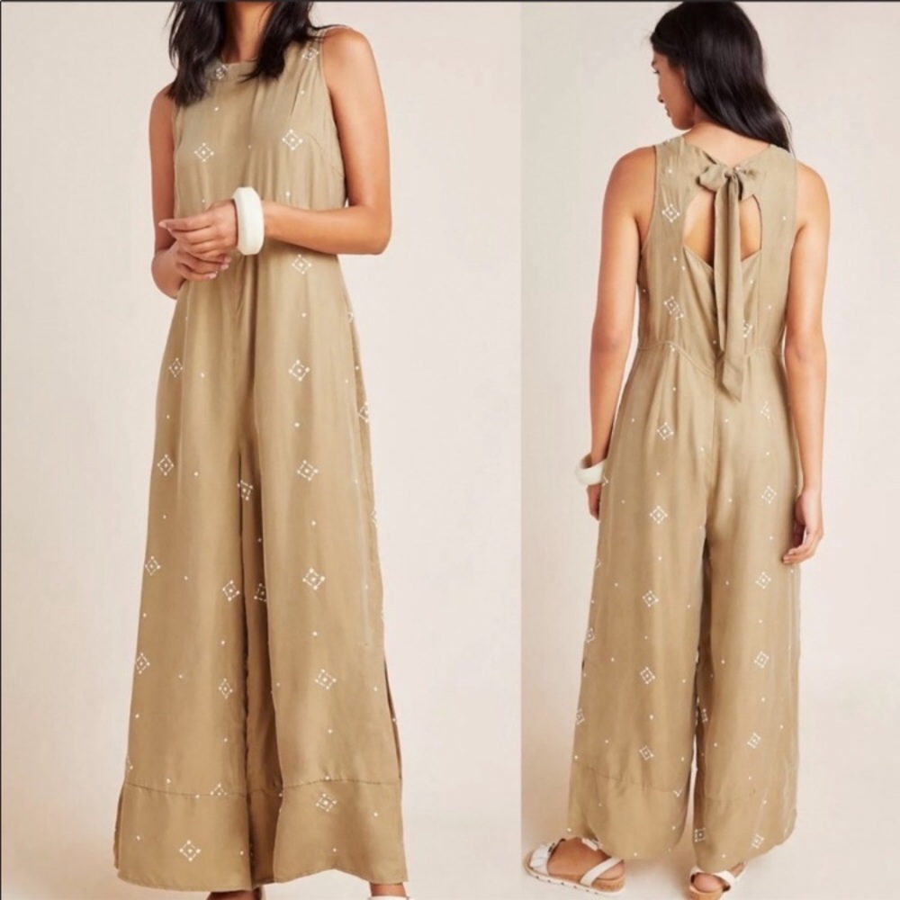 Anthropologie Sancia Frank’s print NWT Olive Tan Jumpsuit Romper XS